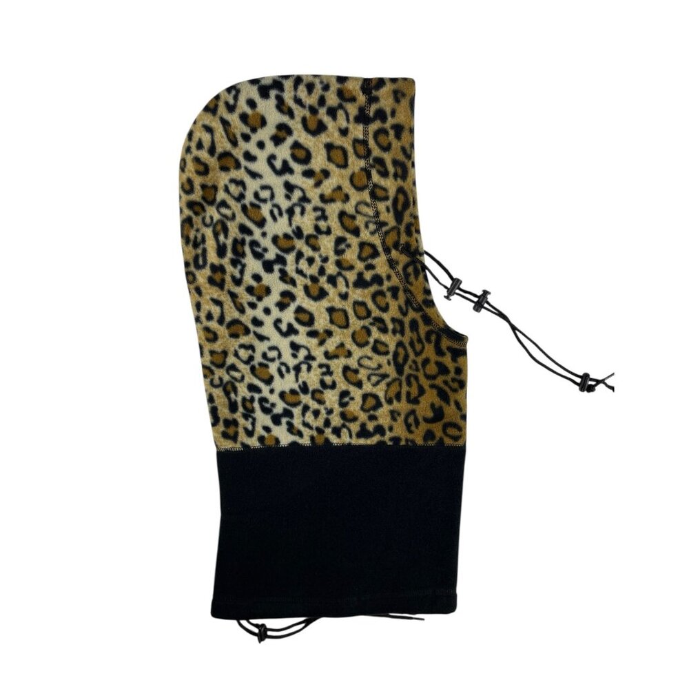 Hot Headz Leopard Print & Black Convertible Fleece Hat Hood Face Cover One Size - Picture 6 of 12